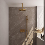BRAUER Gold Edition Thermostatische Regendouche inbouw - drukknoppen - SET 66 - 30cm hoofddouche - plafondarm - staaf handdouche - doucheslang - geïntegreerde glijstang - goud geborsteld PVD SW925674