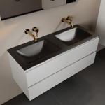 Mondiaz AIVY Ensemble de meuble - 120x45x50cm - 0 trous de robinet - 2 vasques Urban Solid surface - Gauche et droite - 2 tiroirs - avec miroir - MDF Talc SW892444
