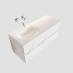 Mondiaz VICA Meuble Carrara avec 2 tiroirs 120x50x45cm vasque lavabo Moon gauche sans trou de robinet SW410256