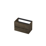INK Wastafelonderkast - 80x45x52cm - 2 lades - greeploos - met houten keerlijst - MDF - Charcoal SW493599