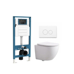 QeramiQ Dely Swirl Compact Ensemble WC - réservoir encastré QeramiQ flush - abattant 25 mm - plaque de commande métallique blanc mat - boutons ronds - blanc brillant SW1590847