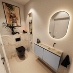 MONDIAZ TURE-DLUX Meuble toilette - 100cm - Plata - EDEN - vasque Frappe - position droite - sans trou de robinet SW1102932