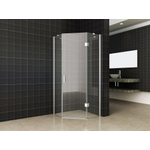 Cabine Wiesbaden Pento avec 1 porte pivotante 900 x 900 x 2000 x 8 mm verre clair nano/chrome SW102850