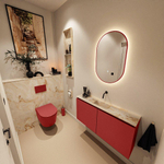 MONDIAZ TURE-DLUX Meuble toilette - 100cm - Fire - EDEN - vasque Frappe - position centrale - sans trou de robinet SW1102752