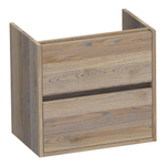 BRAUER Nexxt Small Wastafelonderkast - 60x39x55cm - 2 greeploze softclose lades - 1 sifonuitsparing - hout - Vintage oak SW393172