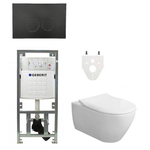 Villeroy & Boch Subway 2.0 DirectFlush CeramicPlus Pack WC slimseat abattant avec réservoir Geberit et plaque de commande avec boutons ronds noir mat SW791662