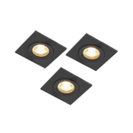 QAZQA Xena spot encastrable - set de 3 - 8x8cm - IP44 - carré - noir mat SW1210194
