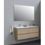 Basic Bella Meuble avec lavabo céramique avec 2 trous de robinet et miroir 120x55x46cm Flat Pack Chêne SW538745