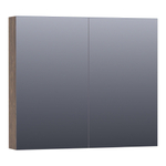 BRAUER Plain Spiegelkast - 80x70x15cm - 2 links/rechtsdraaiende spiegeldeuren - MFC - burned bark SW393055