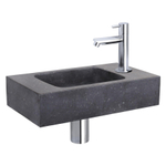 Differnz Force fonteinset – 40x22x9 cm – natuursteen zwart – rechte chromen kraan SW373178