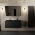 Mondiaz AIVY Ensemble de meuble - 120x45x50cm - 2 trous de robinet - 2 vasques Urban Solid surface - Gauche et droite - 2 tiroirs - avec armoire de toilette - MDF Urban SW892153