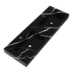 BRAUER Coral wastafel - 140x46x10cm - 2 wasbakken - 2 kraangaten - composiet - marmerlook - Nero Marquina SW721049