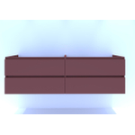 H&R Badmeubelen Infinity Wastafelonderkast - 180x44.8x55cm - 4 lades - sifonuitsparing rechts - greeploos - terra mat SW873083