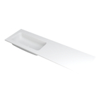 INK Faktor Lavabo - 160x45x1.5cm - 1 vasque à gauche - 0 trous de robinetterie - polystone blanc mat SW207304