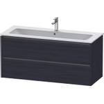Duravit Ketho.2 Wastafelonderbouwkast - met 2 laden - voor enkele wastafel - 121x48x55cm - met grepen antraciet - eiken zwart mat SW772868