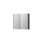 INK SPK2 Spiegelkast - 80x14x74cm - 2 deuren - dubbelzijdige Spiegel - schakelaar en stopcontact - MDF lak Mat beton groen SW440122