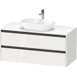 Duravit ketho 2 meuble sous lavabo avec plaque console et 2 tiroirs 120x55x56.8cm avec poignées anthracite blanc brillant SW772314