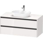 Duravit Ketho.2 Wastafelonderbouwkast - inclusief consoleplaat - met 2 laden - 120x55x56.8cm - met handgrepen antraciet - hoogglans wit SW772314