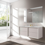Adema Prime Core Ensemble de meuble - 120x50x45cm - 2 vasques rectangulaires Blanc - 2 trous de robinet - 4 tiroirs - avec miroir rectangulaire - Cotton (beige) SW925894