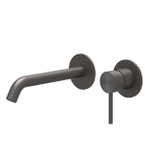 IVY Concord Wastafelmengkraan - 2-gats - inclusief inbouwdeel - wandmontage - gebogen uitloop - coldstart - RVS316 - geborsteld carbon black PVD SW1235851