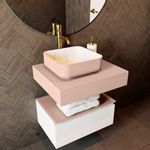 Mondiaz TOP 51 Plan vasque suspendu - 60x51x12cm - adapté pour vasque à poser - Solid surface - Rosee SW1021481