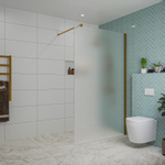 Fortifura Galeria inloopdouche - 120x200cm - mat - glas - wandarm - PVD - geborsteld koper SW876863