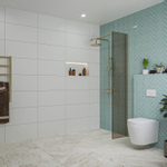 Fortifura Galeria inloopdouche - 40x200cm - rookglas - wandarm - PVD - geborsteld messing (goud) SW876909