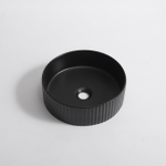 QeramiQ Arto waskom - 35x35x11.5cm - geribbeld - rond - keramiek - mat zwart SW1413961