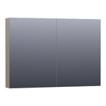 BRAUER Plain Spiegelkast - 100x70x15cm - 2 links/rechtsdraaiende spiegeldeuren - MDF - hoogglans taupe SW392991