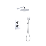 Fortifura Calvi Inbouw Regendoucheset - thermostatisch - wandarm - 30cm - hoofddouche - ronde handdouche - metalen doucheslang - hoogglans chroom SW1412105