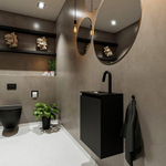 MONDIAZ TURE Kit lave-mains - 40x23x50cm - 1 trou de robinet - 1 porte - urban mat - Lavabo à gauche - Solid Surface Noir SW475247