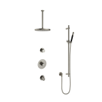 Hotbath Cobber IBS20 Ensemble de douche pluie encastré - bras de plafond 30 cm - pomme de douche ronde 30 cm - douchette à main stick - barre de douche - nickel brossé SW440428