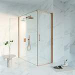 Fortifura Galeria Cabine de douche - 70x160x200 - Verre de sécurité avec profilé - anticalcaire - Cuivre brossé PVD (Cuivre) SW1446151