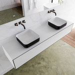 Mondiaz Lagom Meuble salle de bains 180x30.9x45cm Solid Surface Urban 2 tiroirs avec lavabo BINX vasque à poser double sans trous de robinet SW409348