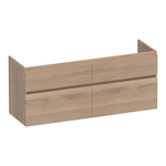 BRAUER Advance Wastafelonderkast - 140x46x60cm - 4 softclose greeploze lades - 2 sifonuitsparingen - en doorlopende lamellen - geborsteld hout - Smoked oak SW523051