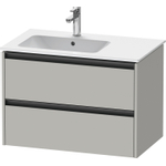 Duravit Ketho.2 Wastafelonderbouwkast - met 2 laden - voor waskom links - 81x48x54.9cm - met grepen antraciet - betongrijs mat SW772705