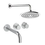 Crosswater Module Ensemble de douche de pluie encastré - 2 poignées - bec de baignoire - pomme de douche 20 cm - bras mural - chrome SW1472395