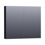 BRAUER Impress Deluxe armoire de toilette - 80x70x15cm - éclairage interne et externe - 2 portes miroir double face - noir mat SW371757