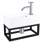 Differnz Force pack lave-mains – 40 x 22 x 11,5 cm – robinet courbé chromé à croisillon – avec cadre noir SW373271