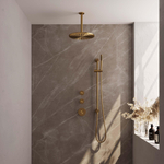 Brauer Gold Edition Ensemble de douche pluie encastré - douche principale 30cm - bras plafond 20cm - 3 boutons lisses - douchette à main 1 fonction - PVD - or brossé SW547650