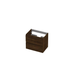 INK Wastafelonderkast - 60x40x52cm - 2 lades - greeploos - met houten keerlijst - MFC - Koper eiken SW352192