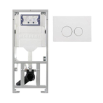 Geberit Inbouwreservoir UP320 met QeramiQ metal bedieningsplaat - dualflush - ronde knoppen - metaal wit mat SW976087