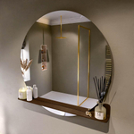 Mondiaz SPOT Badkamerspiegel - rond 110cm - spiegelplanchet - kleur Rust SW1235606