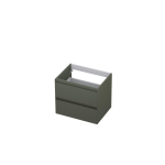 INK Wastafelonderkast - 60x45x52cm - 2 lades - greeploos - MDF lak - Mat beton groen SW416535