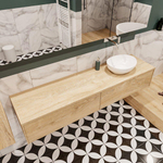 ENSEMBLE DE MEUBLE MONDIAZ LUSH - 180 cm - 2 tiroirs - lavabo BARCO - vasque à droite - 0 trous de robinet - chêne blanchi SW409622