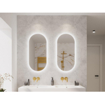 Riho Oval Miroir led salle de bain - 38x80cm - chauffe miroir - Argent SW956422