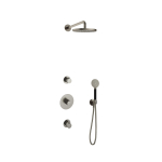 Hotbath Cobber IBS20 Ensemble de douche de tête encastré - bras mural 35 cm - douche de tête ronde 20 cm - douchette 3 jets - nickel brossé SW440636