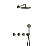 Hotbath Cobber IBS70 Ensemble de douche de pluie encastré - bras mural 38,5cm - pomme de douche ronde 20cm - douchette 3 jets - fer vieilli SW677616