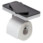 Geesa Frame Collection Porte-papier toilette 10.5x10.8cm avec tablette Noir/Chromé SW334353