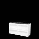Basic-Line Start 46 ensemble de meubles de salle de bain 120x46cm avec poignées 4 tiroirs lavabo en pierre dure 0 trous de robinet et mdf laqué blanc glacier SW639675